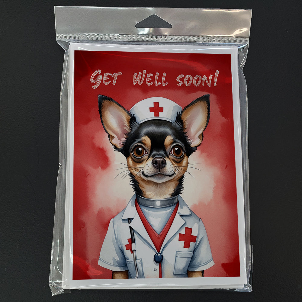 Black and Tan Chihuahua Get Well Soon Greeting Cards Pack of 8 Blank Cards with Envelopes Whimsical A7 Size 5x7