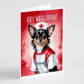 Black and Tan Longhair Chihuahua Get Well Soon Greeting Cards Pack of 8 Blank Cards with Envelopes Whimsical A7 Size 5x7