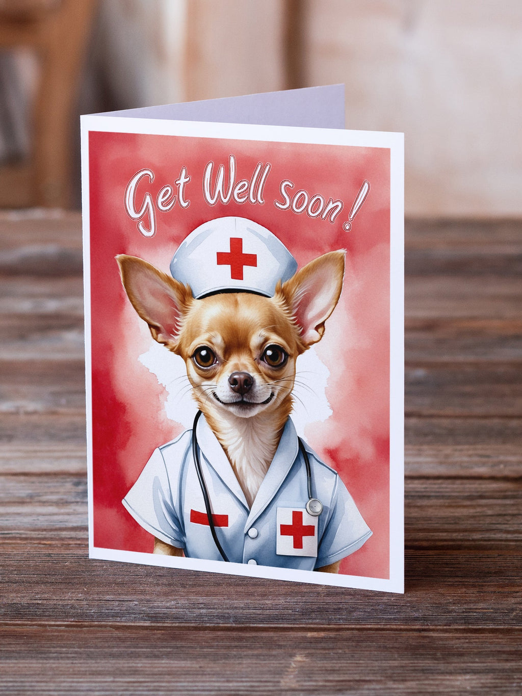 Chihuahua Get Well Soon Greeting Cards Pack of 8 Blank Cards with Envelopes Whimsical A7 Size 5x7