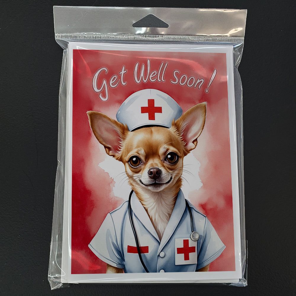 Chihuahua Get Well Soon Greeting Cards Pack of 8 Blank Cards with Envelopes Whimsical A7 Size 5x7