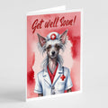 Chinese Crested Get Well Soon Greeting Cards Pack of 8 Blank Cards with Envelopes Whimsical A7 Size 5x7