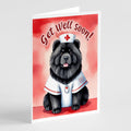 Black Chow Chow Get Well Soon Greeting Cards Pack of 8 Blank Cards with Envelopes Whimsical A7 Size 5x7