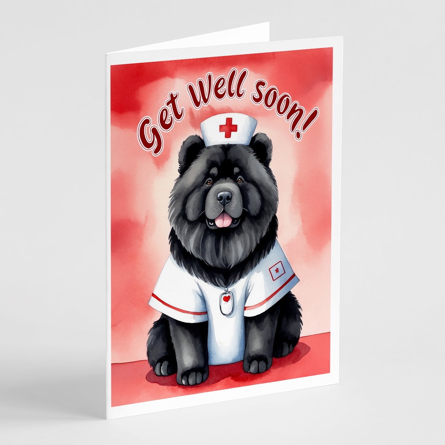 Black Chow Chow Get Well Soon Greeting Cards Pack of 8 Blank Cards with Envelopes Whimsical A7 Size 5x7