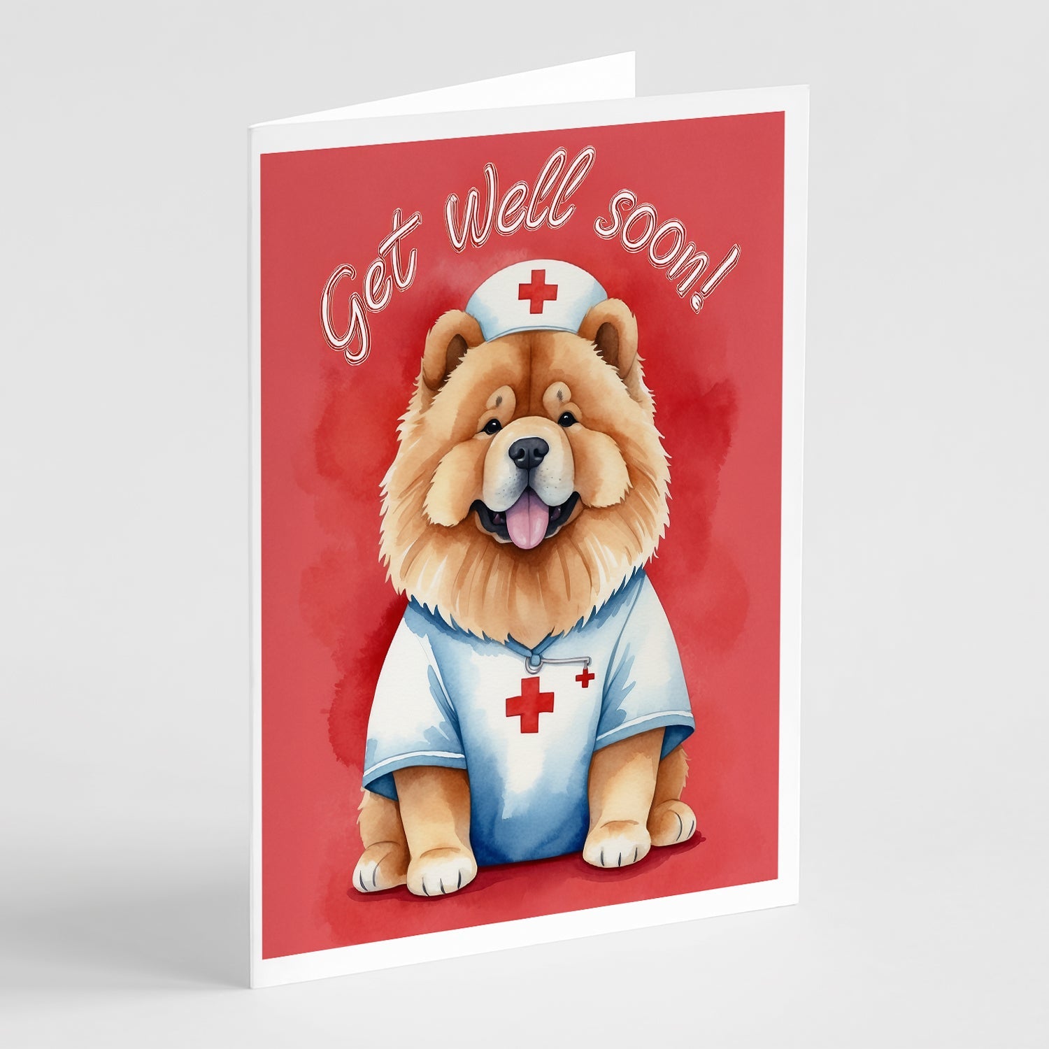 Chow Chow Get Well Soon Greeting Cards Pack of 8 Blank Cards with Envelopes Whimsical A7 Size 5x7