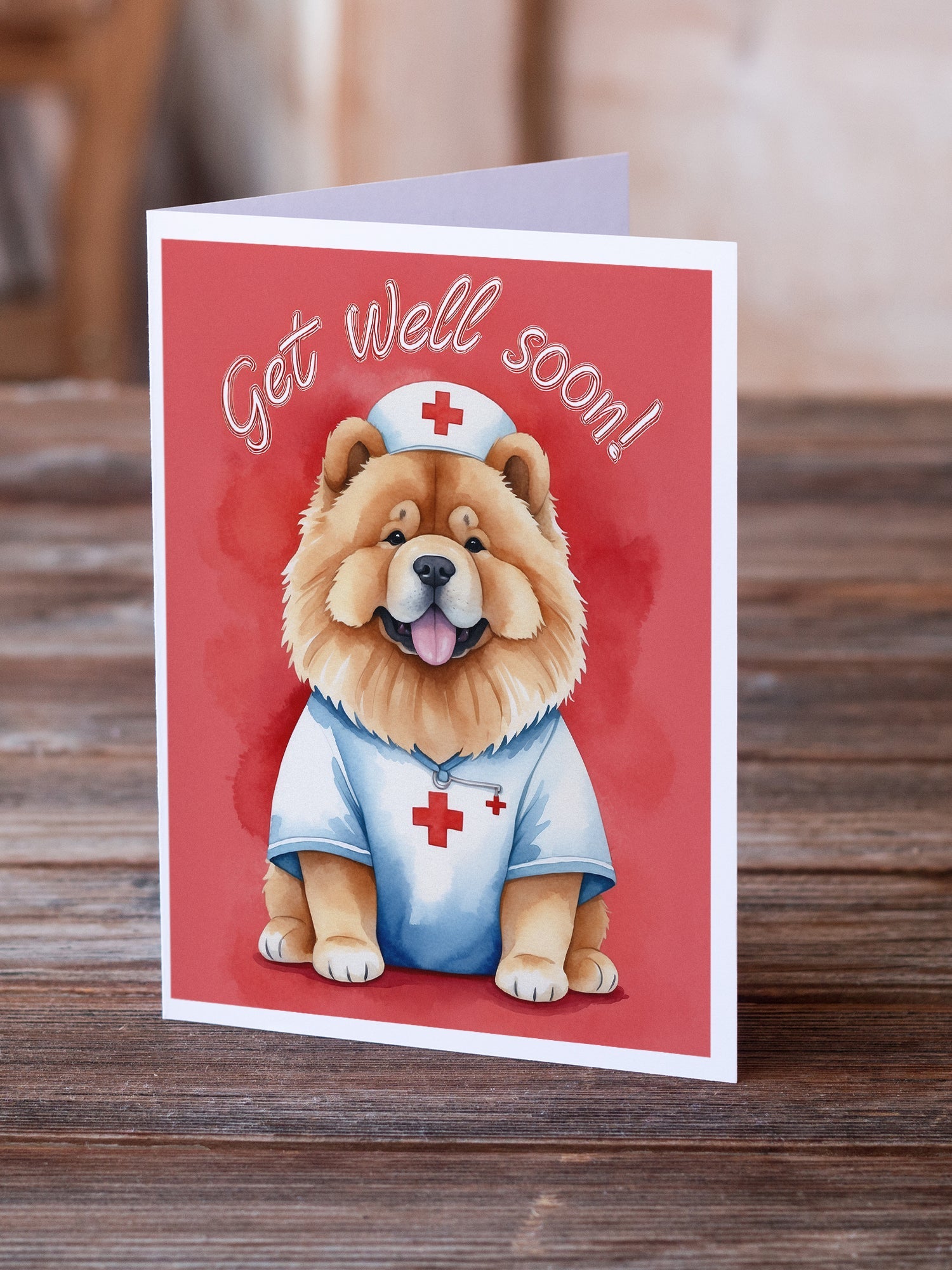 Chow Chow Get Well Soon Greeting Cards Pack of 8 Blank Cards with Envelopes Whimsical A7 Size 5x7