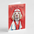 Clumber Spaniel Get Well Soon Greeting Cards Pack of 8 Blank Cards with Envelopes Whimsical A7 Size 5x7