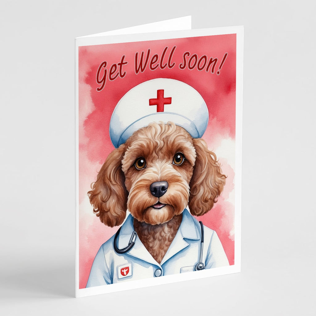 Cockapoo Get Well Soon Greeting Cards Pack of 8 Blank Cards with Envelopes Whimsical A7 Size 5x7