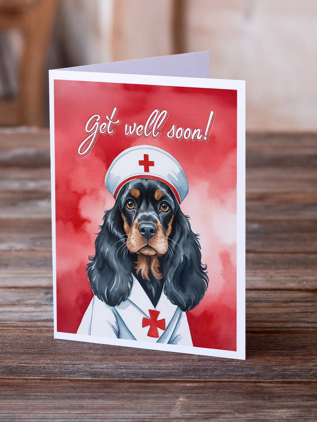Black and Tan Cocker Spaniel Get Well Soon Greeting Cards Pack of 8 Blank Cards with Envelopes Whimsical A7 Size 5x7