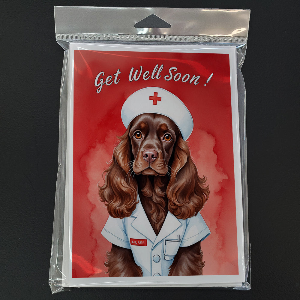 Chocolate Cocker Spaniel Get Well Soon Greeting Cards Pack of 8 Blank Cards with Envelopes Whimsical A7 Size 5x7