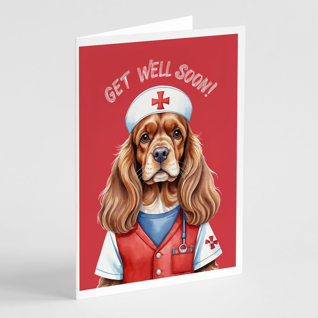 Cocker Spaniel Get Well Soon Greeting Cards Pack of 8 Blank Cards with Envelopes Whimsical A7 Size 5x7