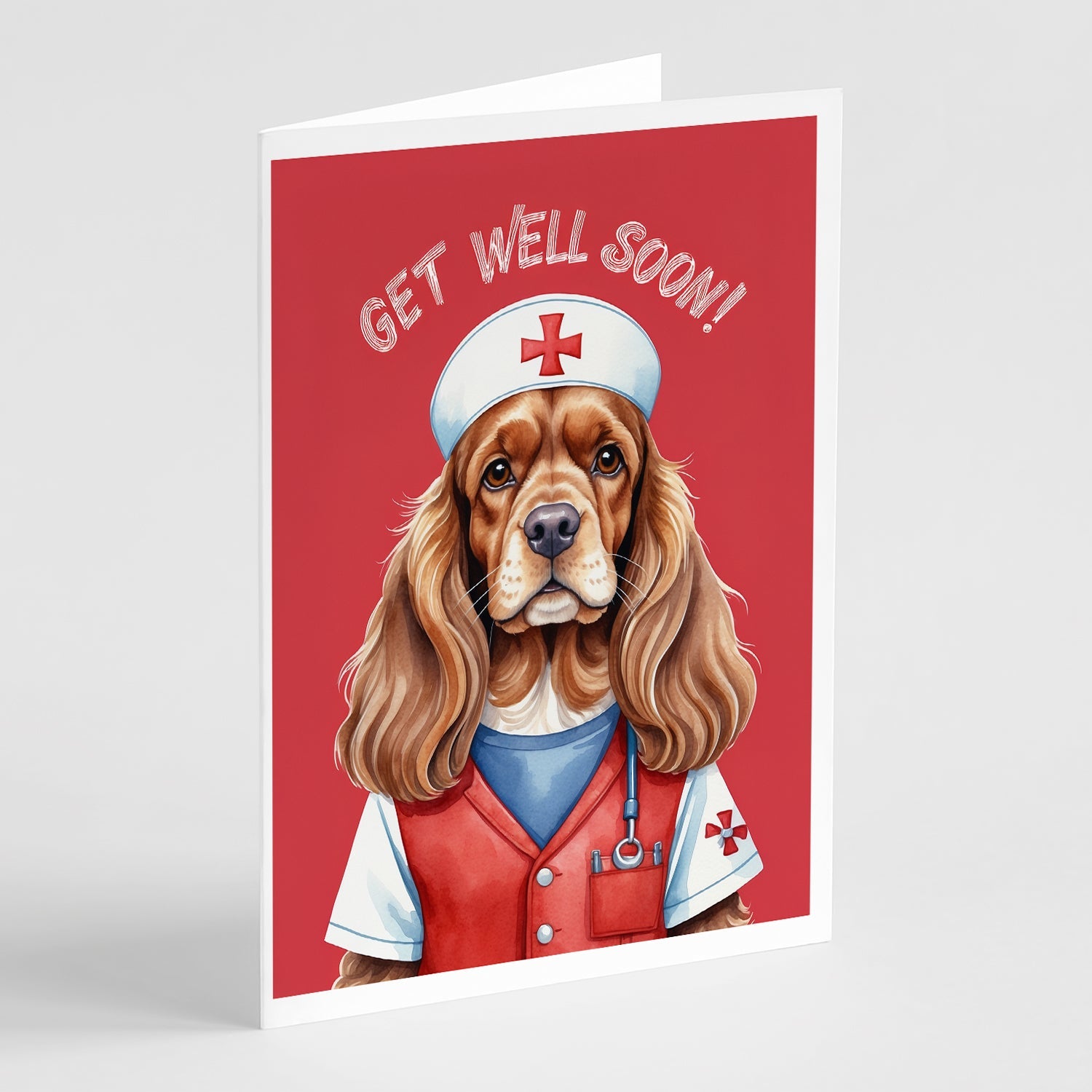 Cocker Spaniel Get Well Soon Greeting Cards Pack of 8 Blank Cards with Envelopes Whimsical A7 Size 5x7