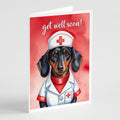 Dachshund Get Well Soon Greeting Cards Pack of 8 Blank Cards with Envelopes Whimsical A7 Size 5x7
