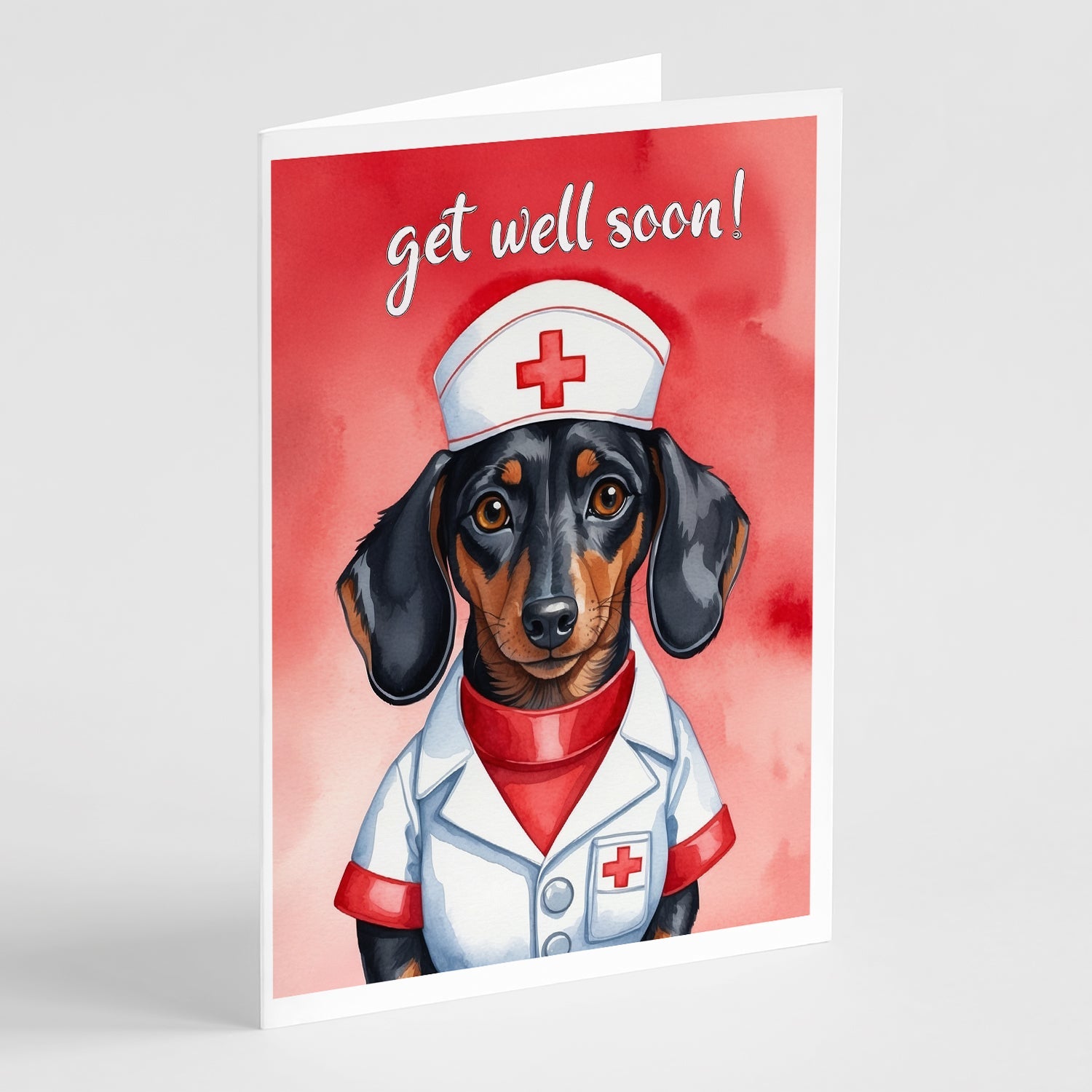 Dachshund Get Well Soon Greeting Cards Pack of 8 Blank Cards with Envelopes Whimsical A7 Size 5x7