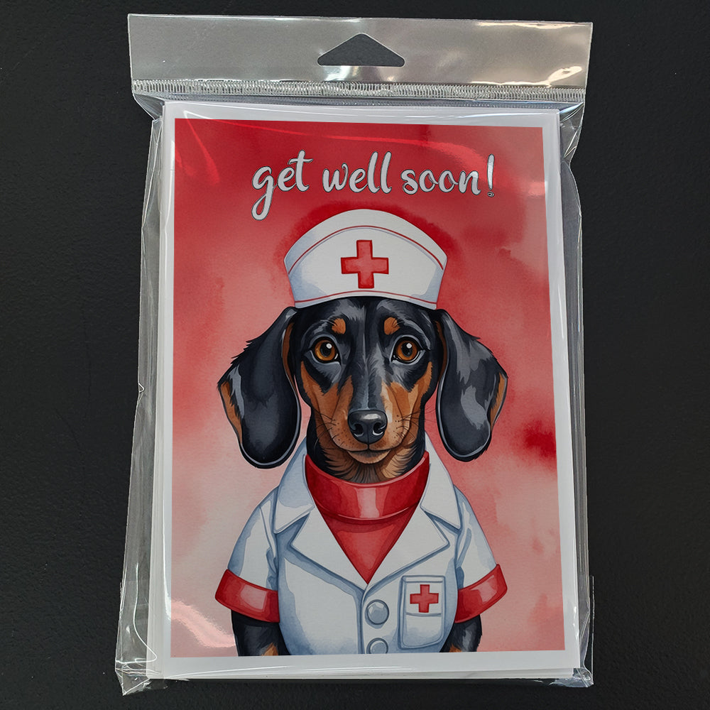 Dachshund Get Well Soon Greeting Cards Pack of 8 Blank Cards with Envelopes Whimsical A7 Size 5x7