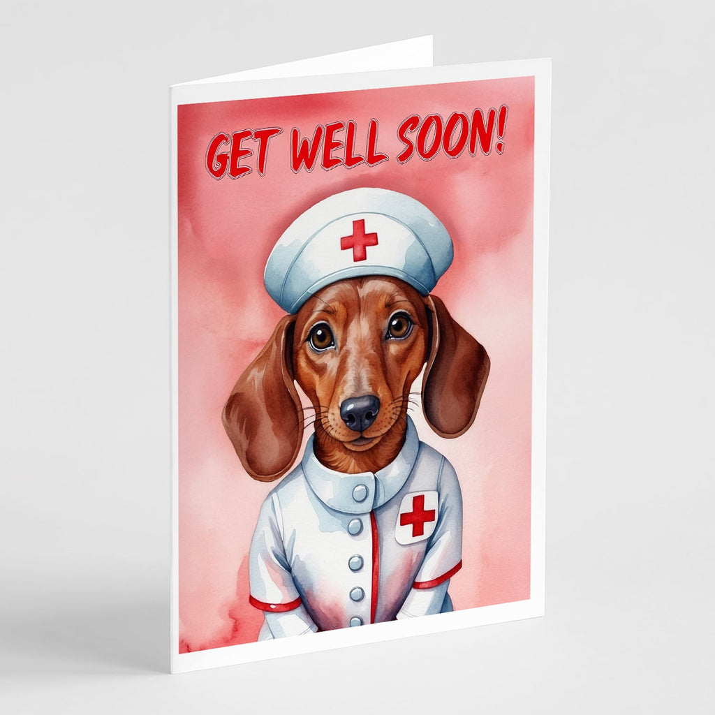 Dachshund Get Well Soon Greeting Cards Pack of 8 Blank Cards with Envelopes Whimsical A7 Size 5x7