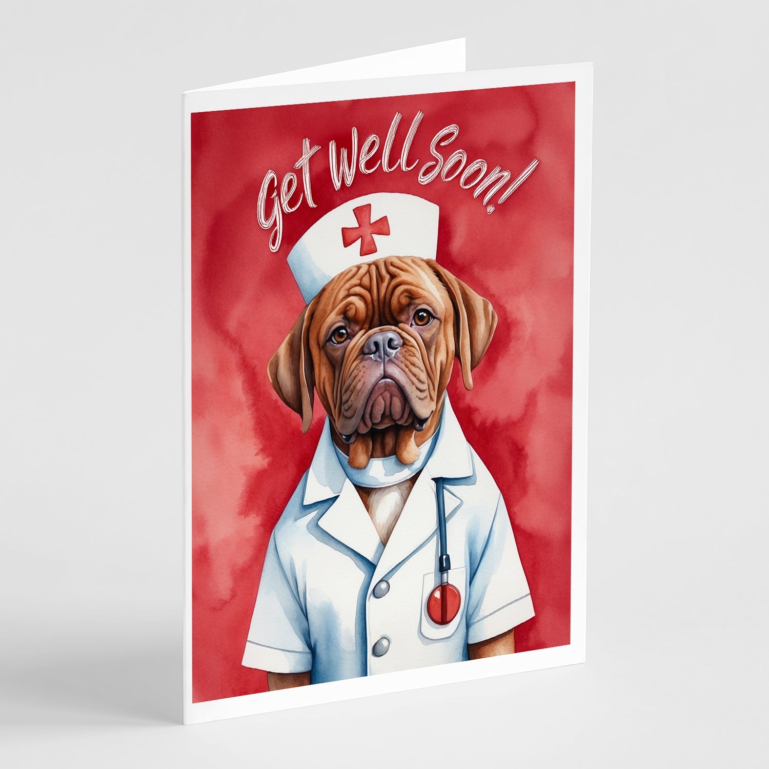 Dogue De Bordeaux Get Well Soon Greeting Cards Pack of 8 Blank Cards with Envelopes Whimsical A7 Size 5x7