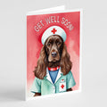 Field Spaniel Get Well Soon Greeting Cards Pack of 8 Blank Cards with Envelopes Whimsical A7 Size 5x7
