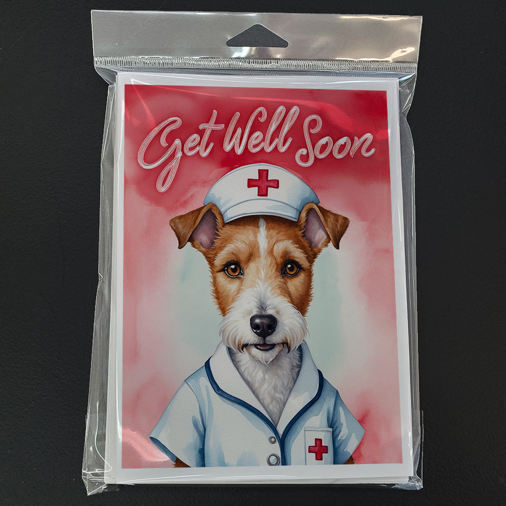 Fox Terrier Get Well Soon Greeting Cards Pack of 8 Blank Cards with Envelopes Whimsical A7 Size 5x7