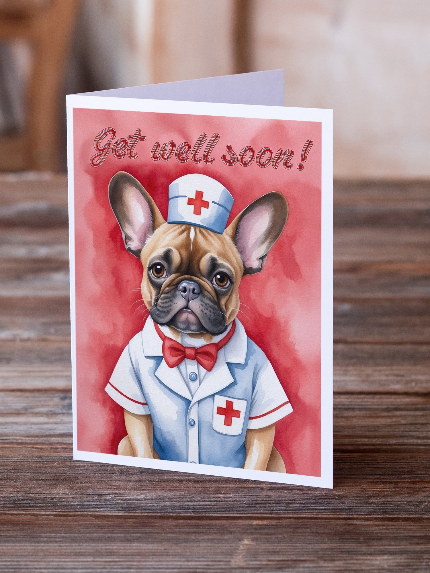 French Bulldog Get Well Soon Greeting Cards Pack of 8 Blank Cards with Envelopes Whimsical A7 Size 5x7