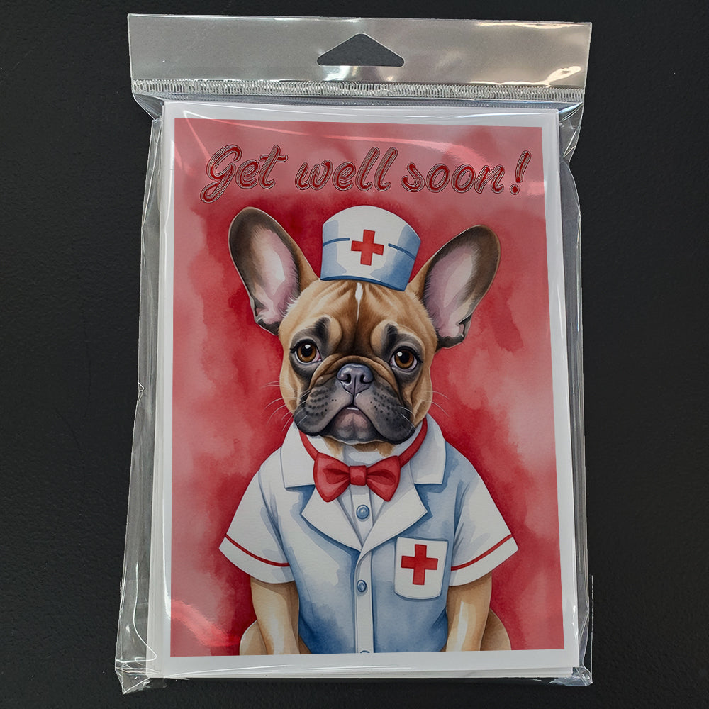 French Bulldog Get Well Soon Greeting Cards Pack of 8 Blank Cards with Envelopes Whimsical A7 Size 5x7