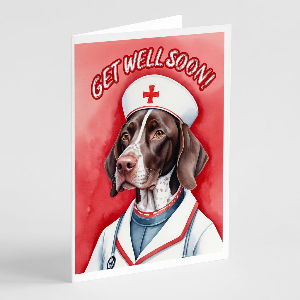 German Shorthaired Pointer Get Well Soon Greeting Cards Pack of 8 Blank Cards with Envelopes Whimsical A7 Size 5x7