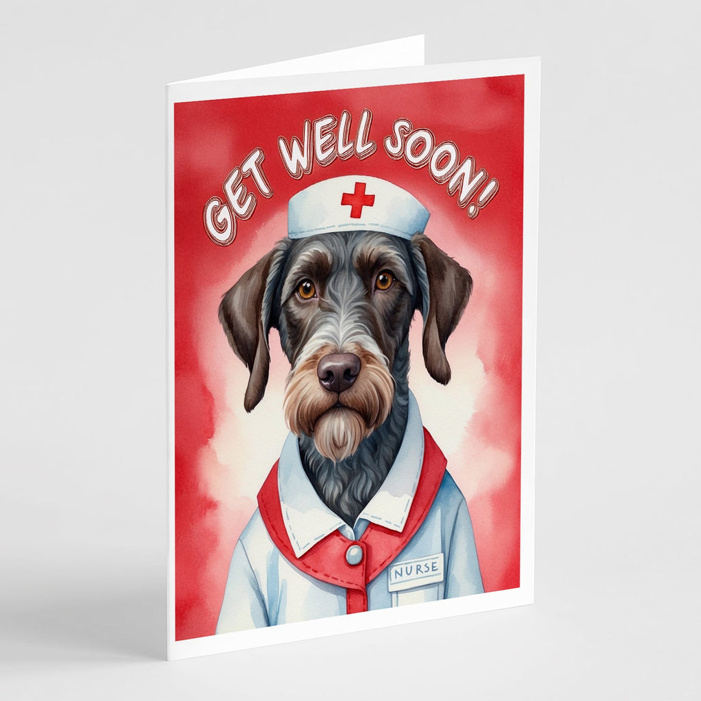 German Wirehaired Pointer Get Well Soon Greeting Cards Pack of 8 Blank Cards with Envelopes Whimsical A7 Size 5x7