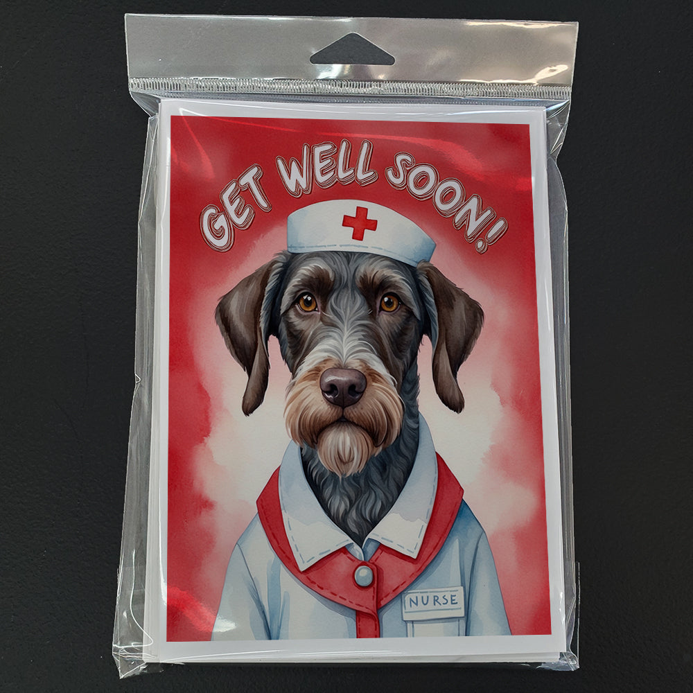 German Wirehaired Pointer Get Well Soon Greeting Cards Pack of 8 Blank Cards with Envelopes Whimsical A7 Size 5x7