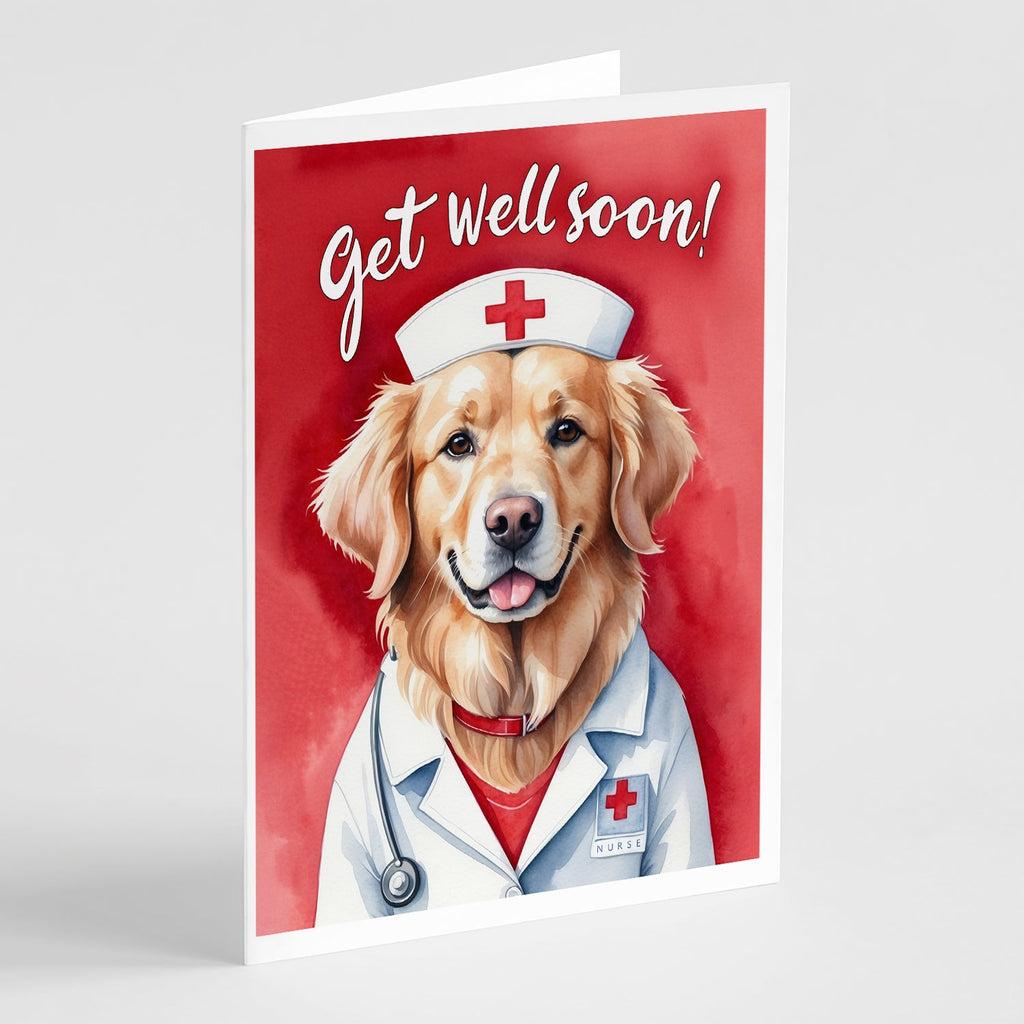 Golden Retriever Get Well Soon Greeting Cards Pack of 8 Blank Cards with Envelopes Whimsical A7 Size 5x7