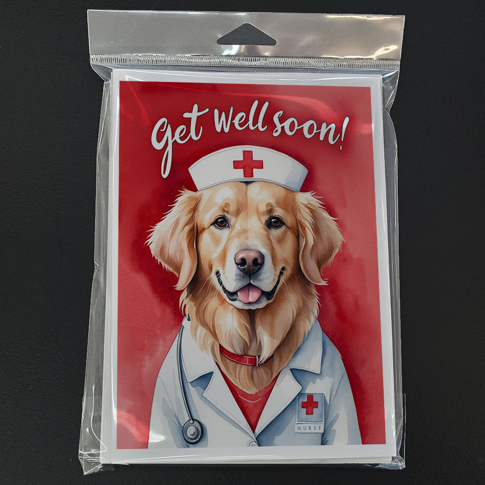 Golden Retriever Get Well Soon Greeting Cards Pack of 8 Blank Cards with Envelopes Whimsical A7 Size 5x7