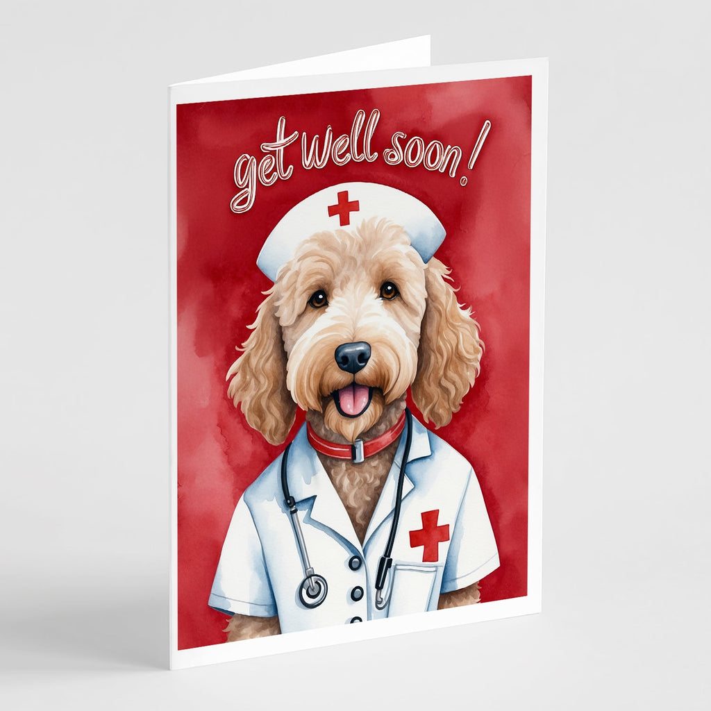Goldendoodle Get Well Soon Greeting Cards Pack of 8 Blank Cards with Envelopes Whimsical A7 Size 5x7