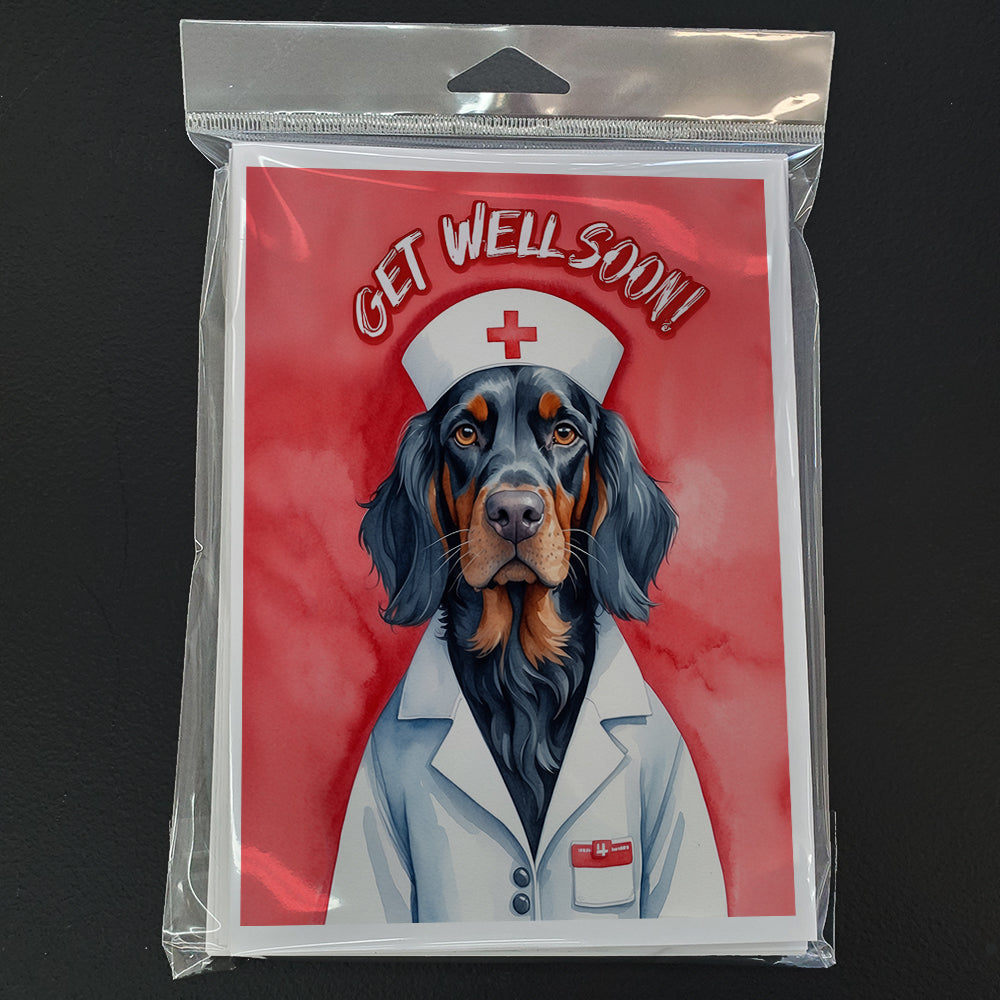 Gordon Setter Get Well Soon Greeting Cards Pack of 8 Blank Cards with Envelopes Whimsical A7 Size 5x7