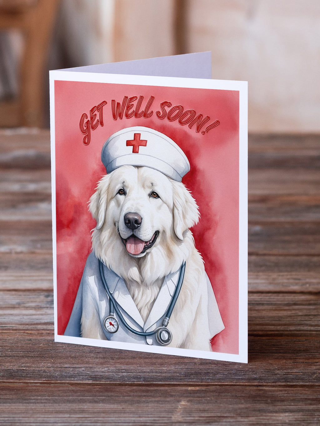 Great Pyrenees Get Well Soon Greeting Cards Pack of 8 Blank Cards with Envelopes Whimsical A7 Size 5x7