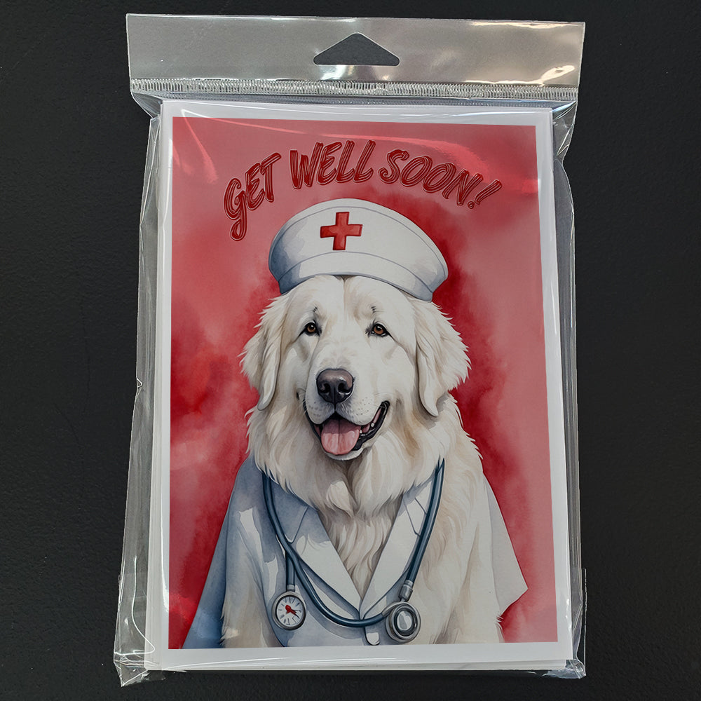 Great Pyrenees Get Well Soon Greeting Cards Pack of 8 Blank Cards with Envelopes Whimsical A7 Size 5x7