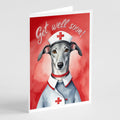 Greyhound Get Well Soon Greeting Cards Pack of 8 Blank Cards with Envelopes Whimsical A7 Size 5x7