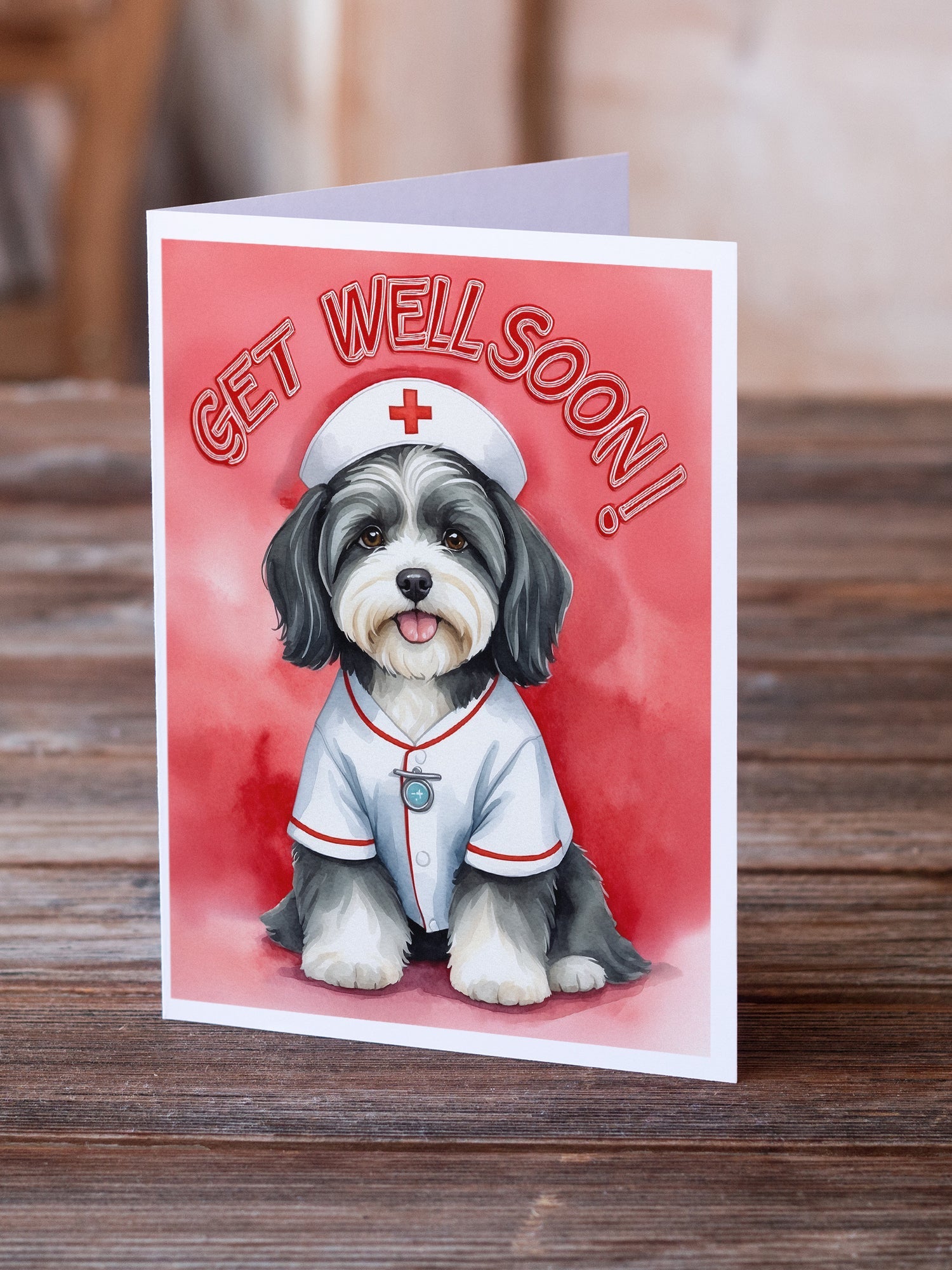 Havanese Get Well Soon Greeting Cards Pack of 8 Blank Cards with Envelopes Whimsical A7 Size 5x7