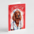 Irish Setter Get Well Soon Greeting Cards Pack of 8 Blank Cards with Envelopes Whimsical A7 Size 5x7