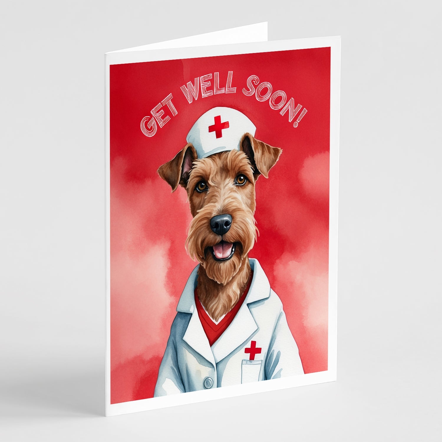 Irish Terrier Get Well Soon Greeting Cards Pack of 8 Blank Cards with Envelopes Whimsical A7 Size 5x7
