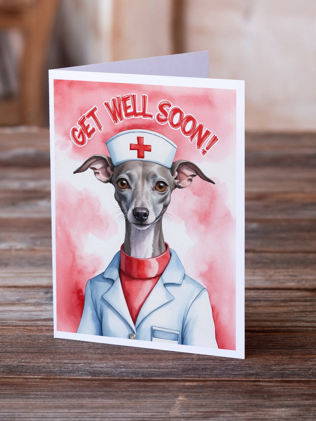 Italian Greyhound Get Well Soon Greeting Cards Pack of 8 Blank Cards with Envelopes Whimsical A7 Size 5x7