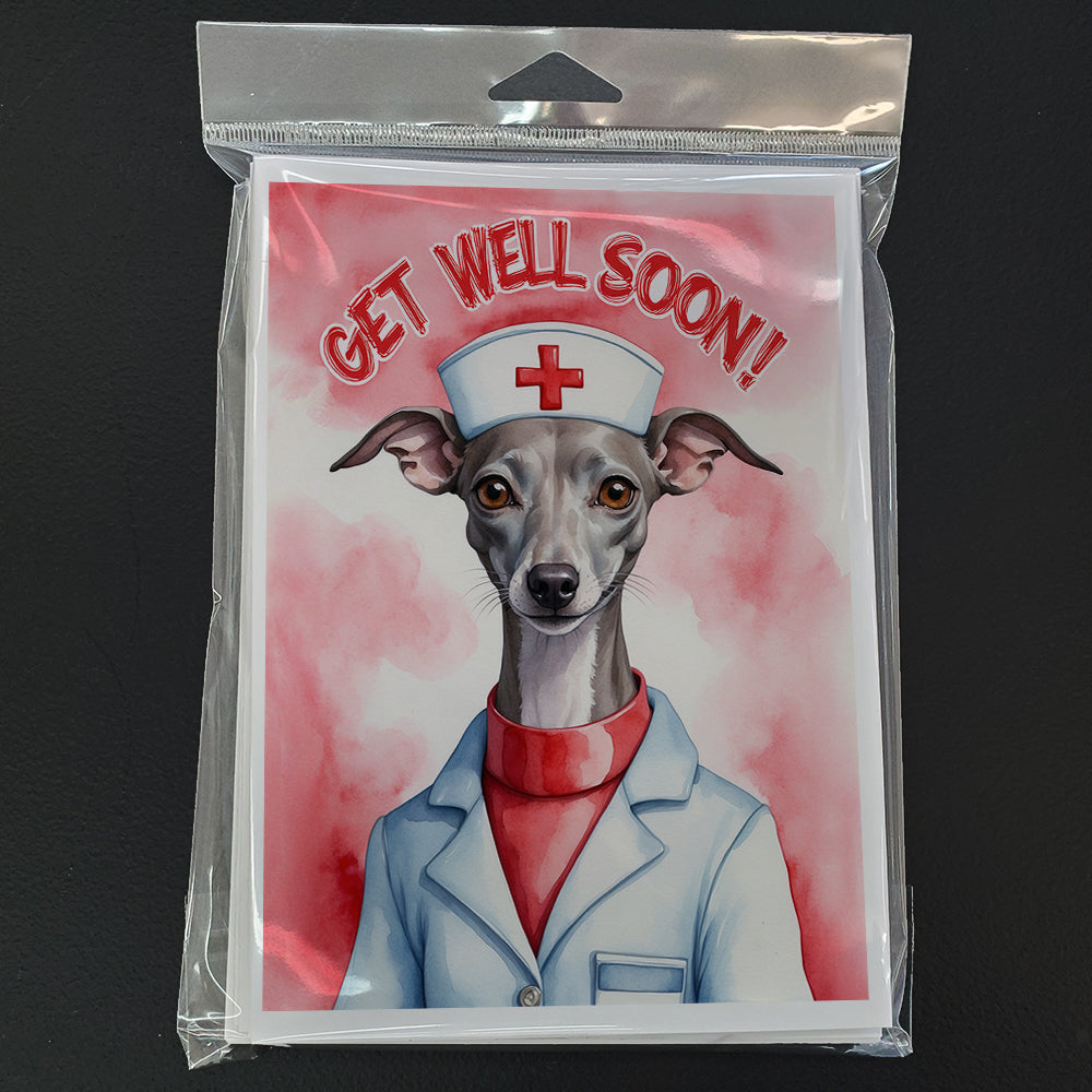 Italian Greyhound Get Well Soon Greeting Cards Pack of 8 Blank Cards with Envelopes Whimsical A7 Size 5x7