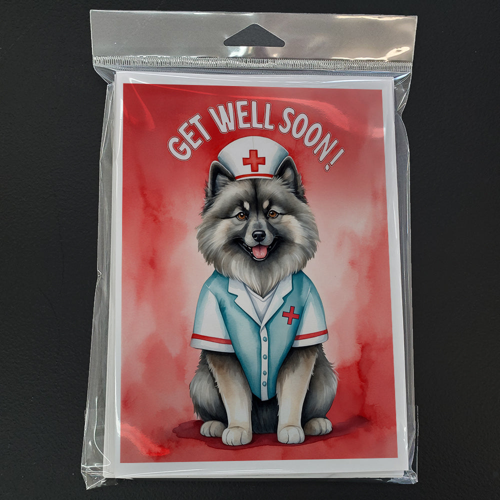 Keeshond Get Well Soon Greeting Cards Pack of 8 Blank Cards with Envelopes Whimsical A7 Size 5x7