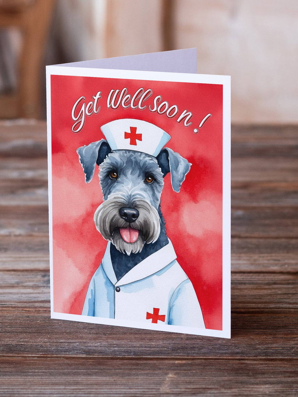 Kerry Blue Terrier Get Well Soon Greeting Cards Pack of 8 Blank Cards with Envelopes Whimsical A7 Size 5x7