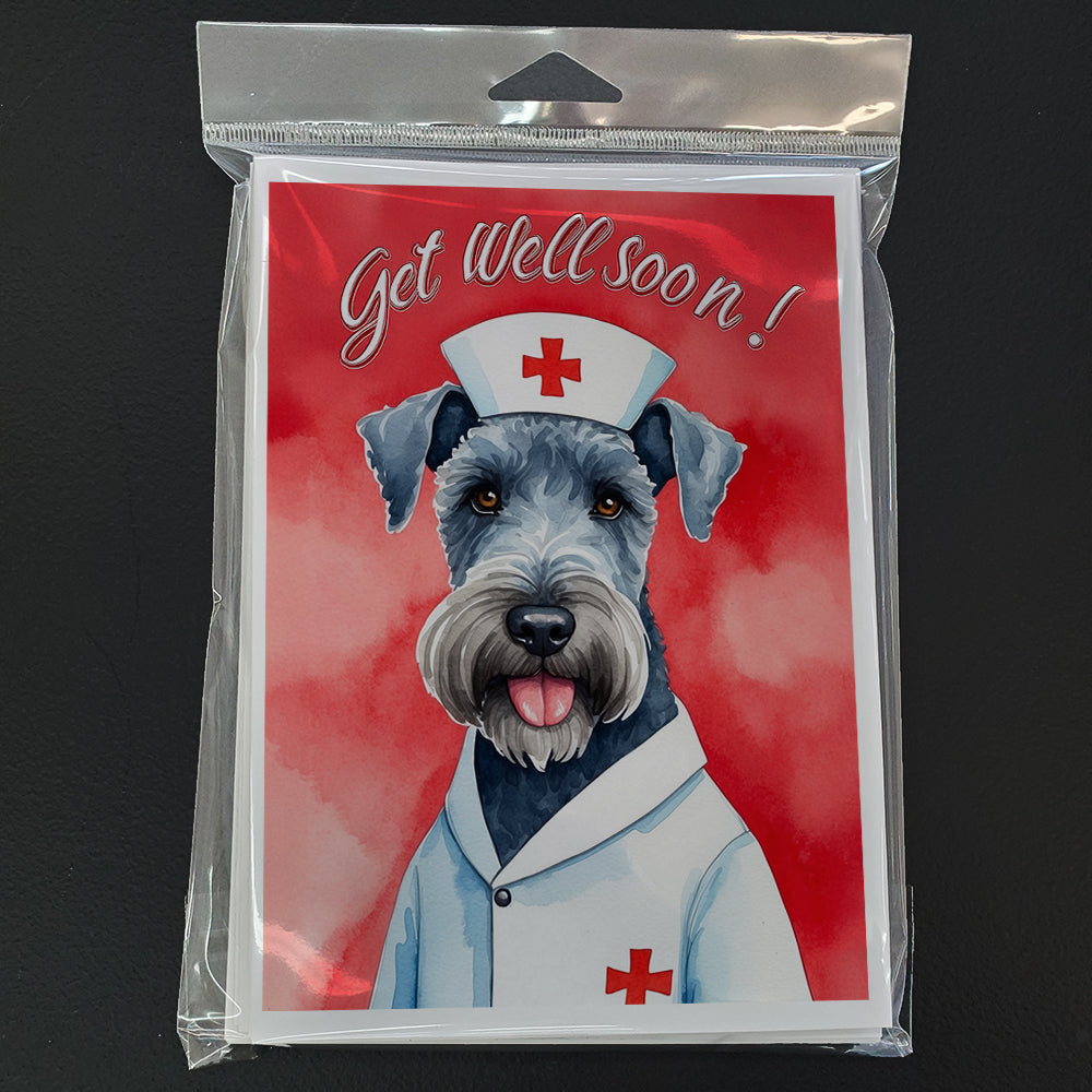 Kerry Blue Terrier Get Well Soon Greeting Cards Pack of 8 Blank Cards with Envelopes Whimsical A7 Size 5x7