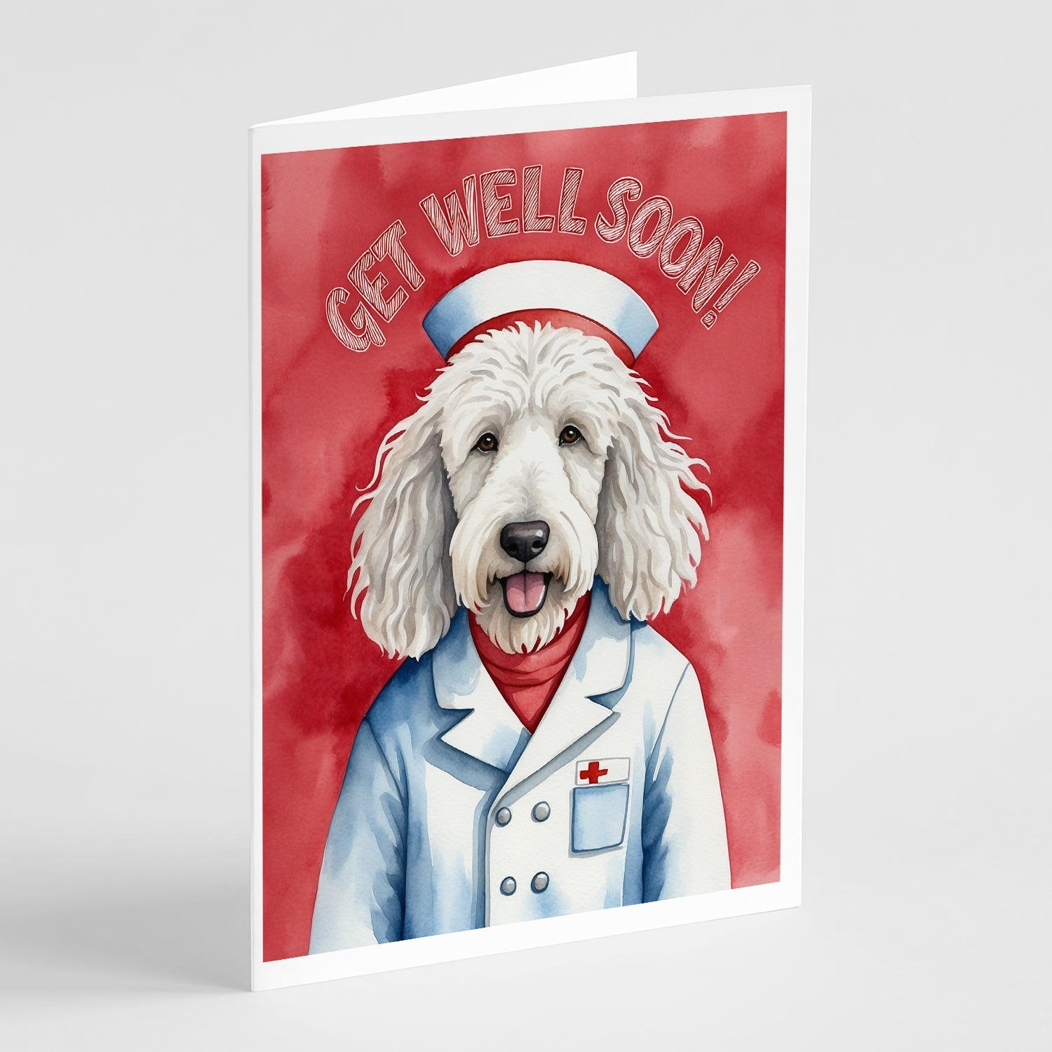 Komondor Get Well Soon Greeting Cards Pack of 8 Blank Cards with Envelopes Whimsical A7 Size 5x7