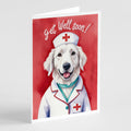 Kuvasz Get Well Soon Greeting Cards Pack of 8 Blank Cards with Envelopes Whimsical A7 Size 5x7