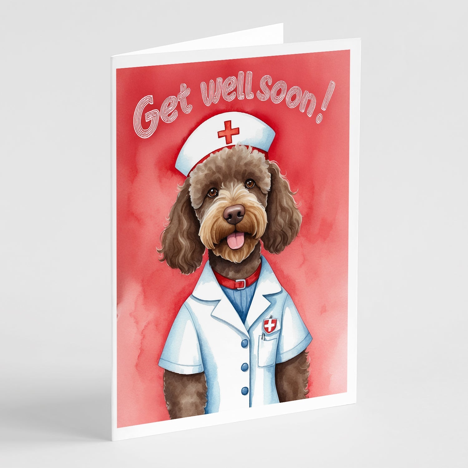 Labradoodle Get Well Soon Greeting Cards Pack of 8 Blank Cards with Envelopes Whimsical A7 Size 5x7