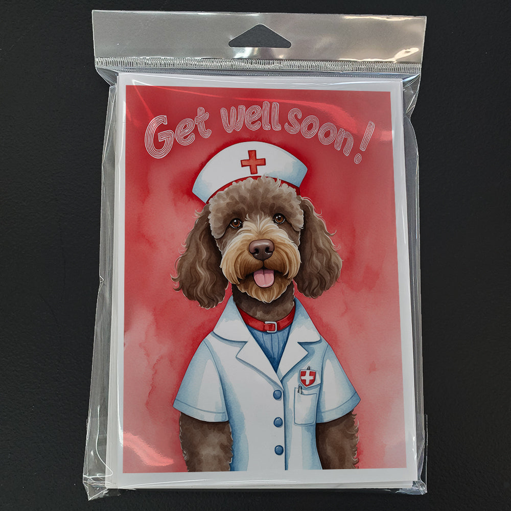 Labradoodle Get Well Soon Greeting Cards Pack of 8 Blank Cards with Envelopes Whimsical A7 Size 5x7
