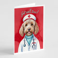 Labradoodle Get Well Soon Greeting Cards Pack of 8 Blank Cards with Envelopes Whimsical A7 Size 5x7