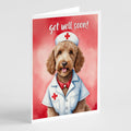 Labradoodle Get Well Soon Greeting Cards Pack of 8 Blank Cards with Envelopes Whimsical A7 Size 5x7