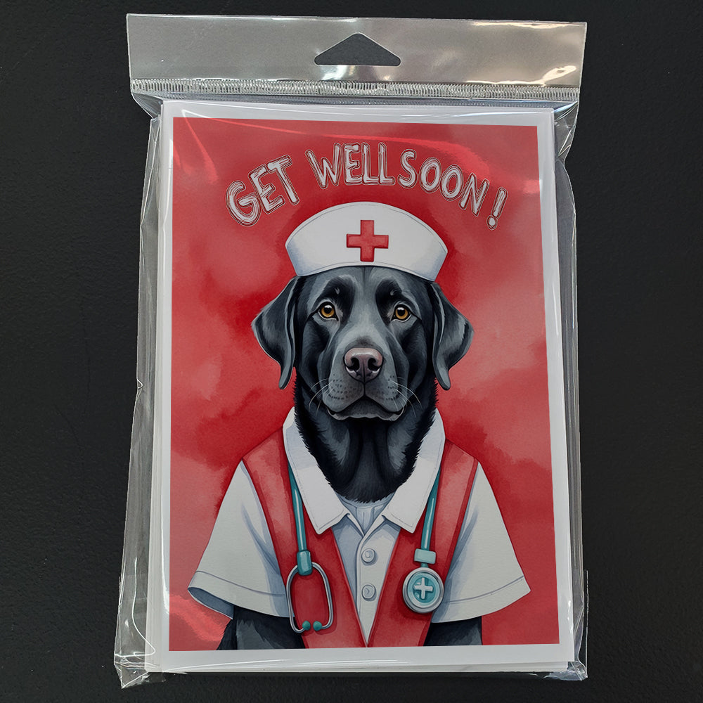 Black Labrador Retriever Get Well Soon Greeting Cards Pack of 8 Blank Cards with Envelopes Whimsical A7 Size 5x7