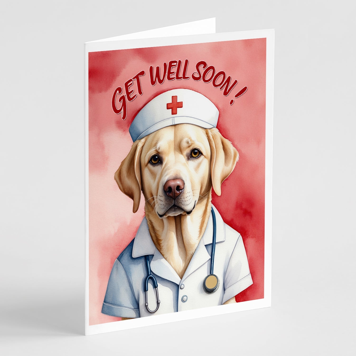 Yellow Labrador Retriever Get Well Soon Greeting Cards Pack of 8 Blank Cards with Envelopes Whimsical A7 Size 5x7
